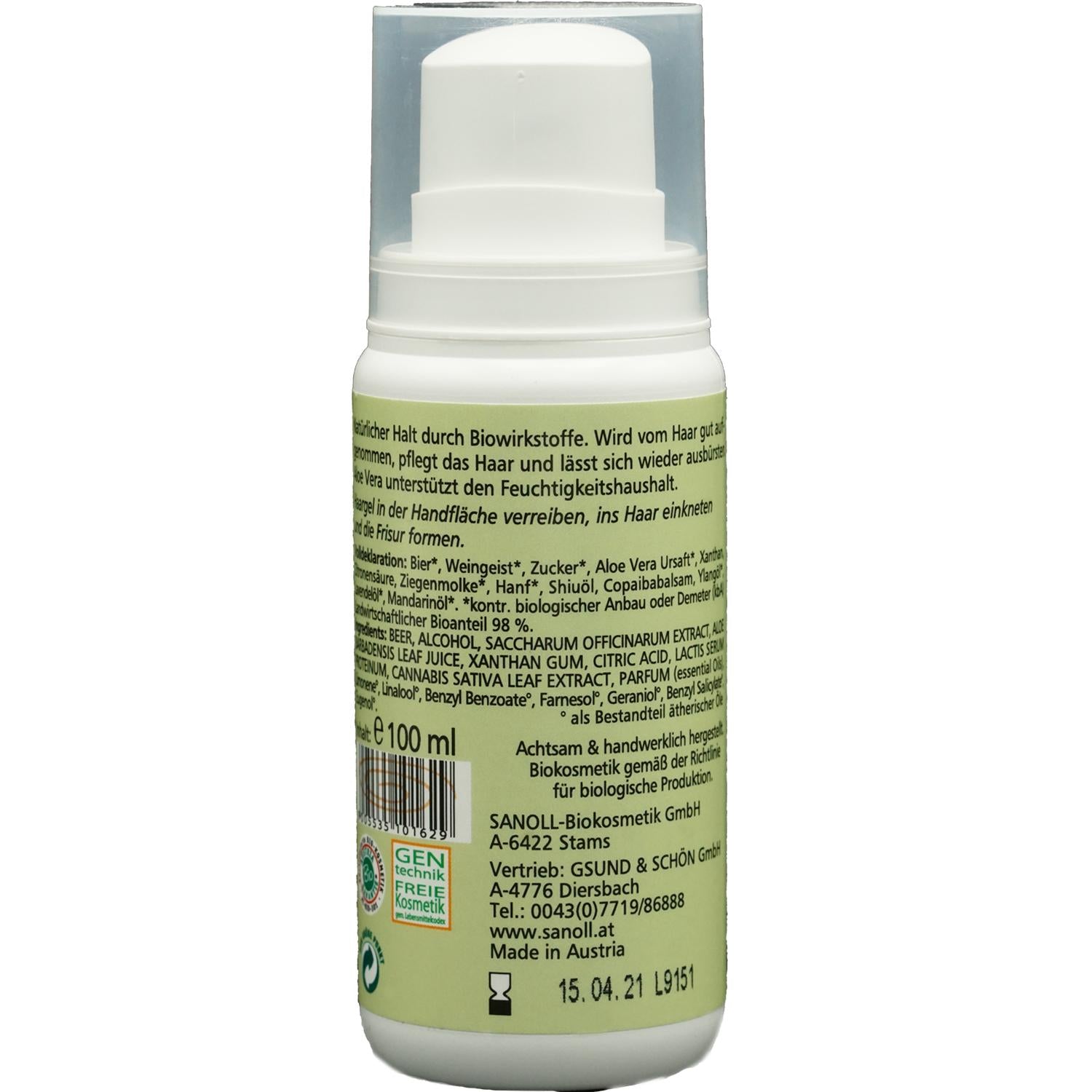 Sanoll Haargel Hanf Aloe-Vera 100ml im Airless-Spender