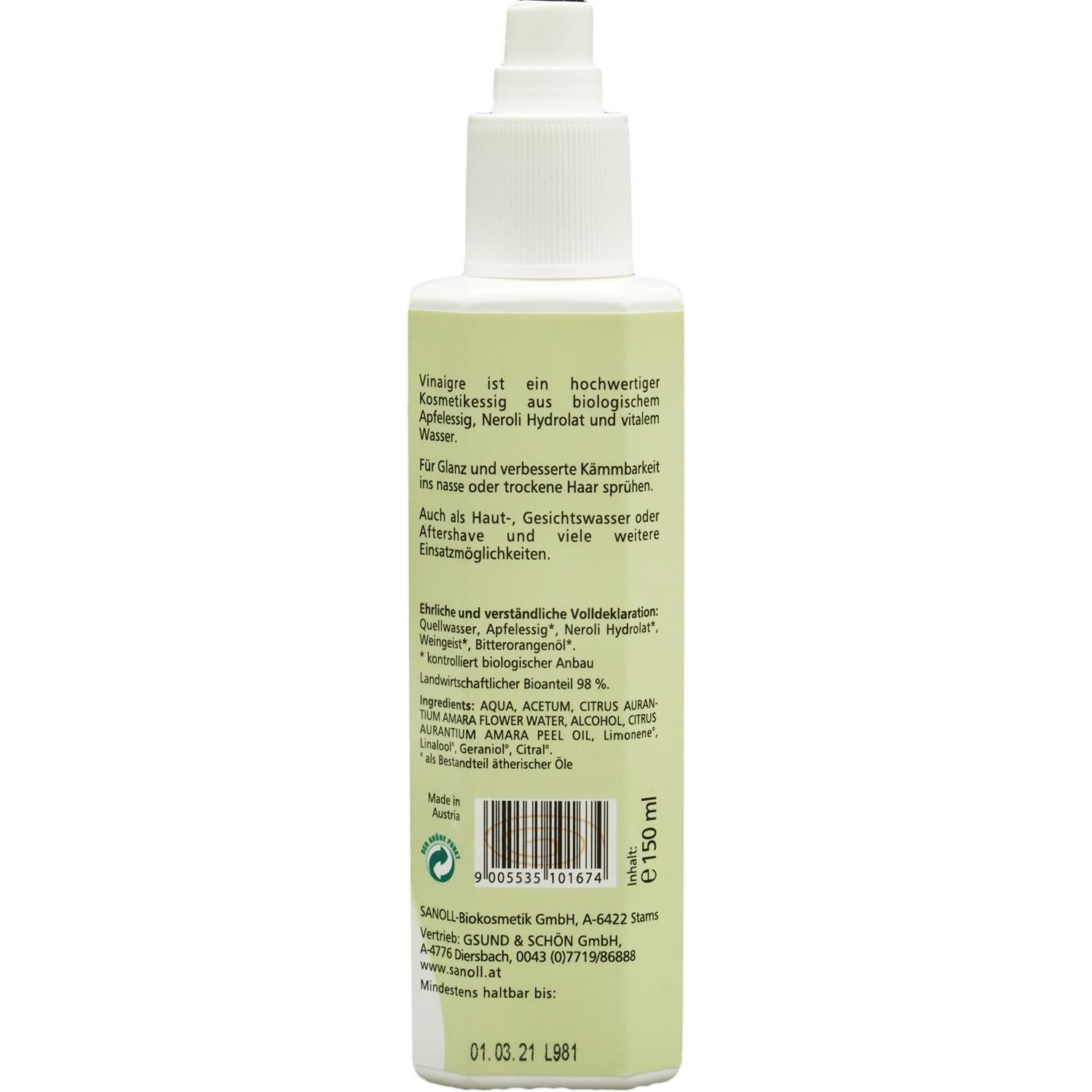 Sanoll Vinaigre de Toilette - Kosmetikessig Neroli anwendungsfertig 150ml